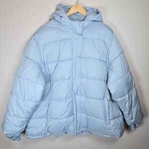 Amazon Essentials Women's Puffer Winter Jacket Hooded Size 4X Dusty Blue NWT